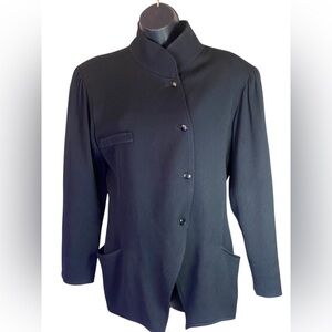 VTG UNGARO TER 100 Wool Asymmetric Button Military Smock Pocket Jacket Blazer L